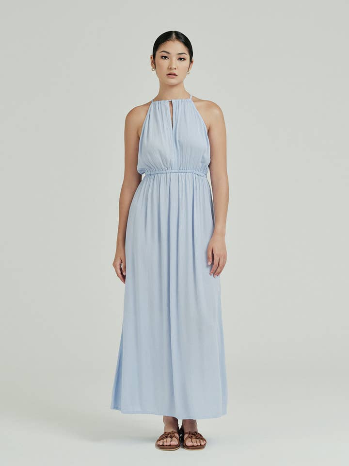 Vestido Midi Nylah Halter por atacado de Bamboo Blonde