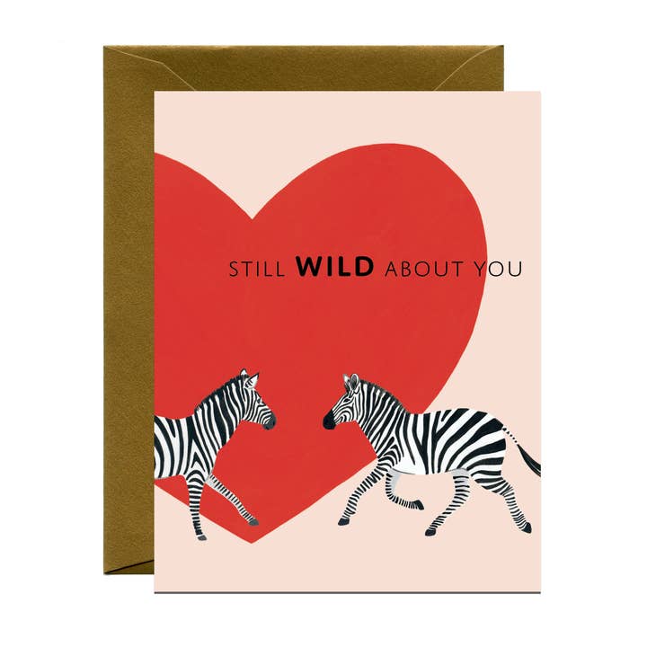 Zebra Anniversary Card with Red Heart for wholesale by Yeppie Paper