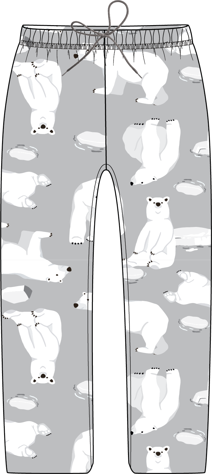 Rose Textiles – wholesale Sleepwear bottom – Kids – Flannel Fleece Pajama Pant: Grey Polar Bear1