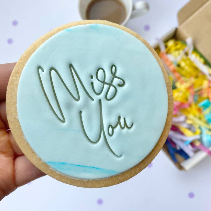 Miss You Iced Shortbread Cookies | Decorated Biscuits for wholesale by Gardners Cookies