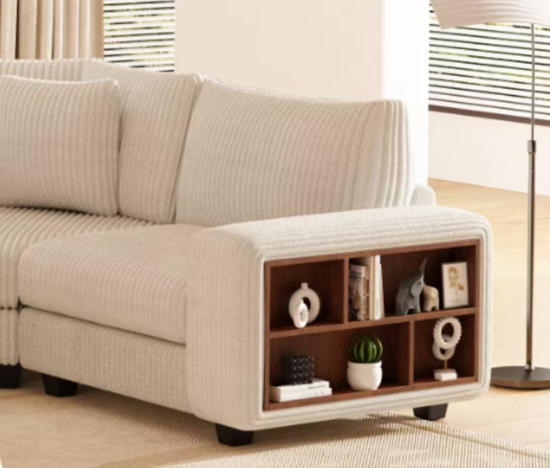 HOMYCASA DESIGN INC - Wholesale Sofa - L-Shaped Beige Sectional Sofa 3/5 Seats & ArmrestWoodenFrame8