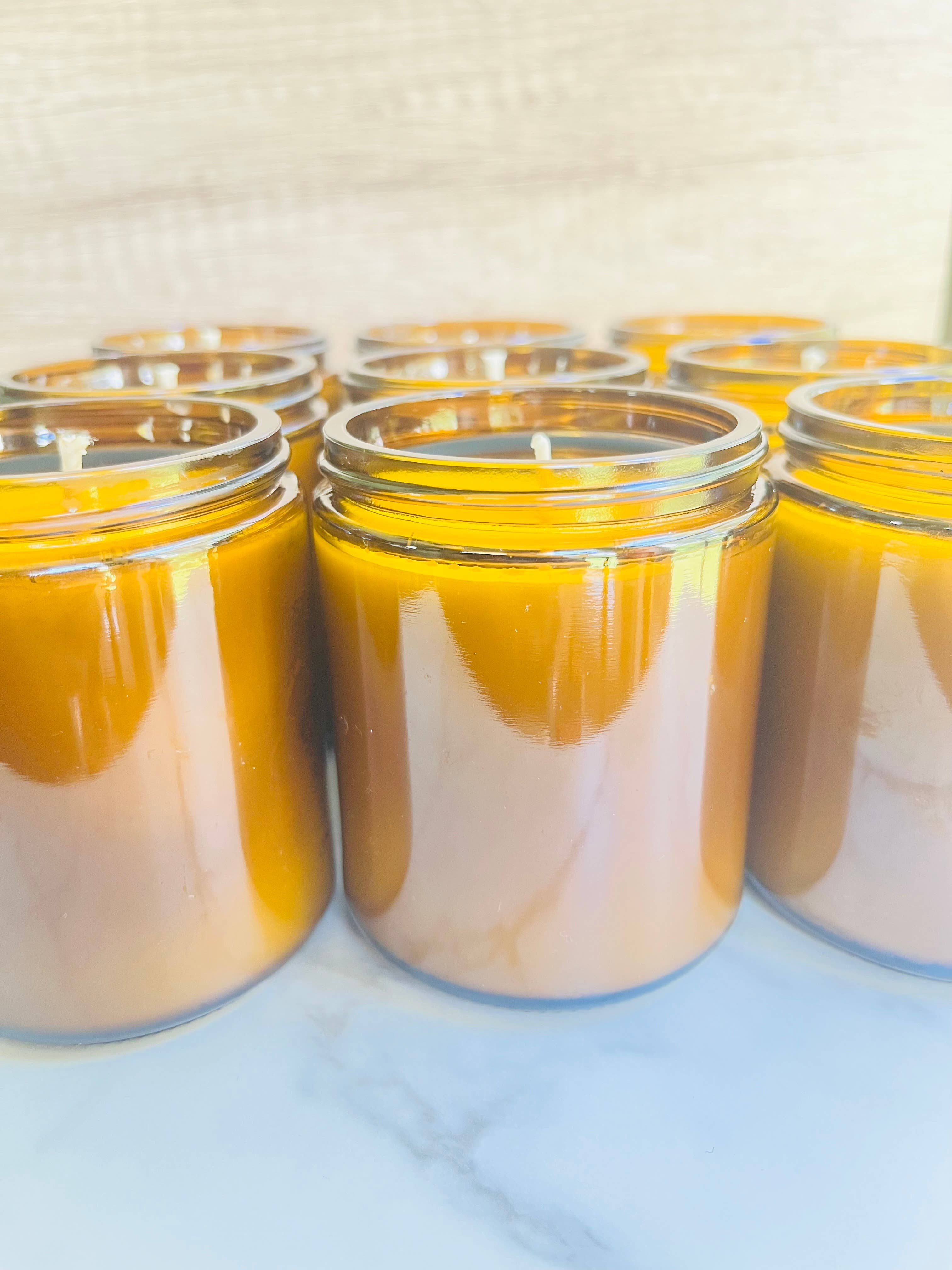 Wanderlust Scents Co. - Wholesale Jar/Filled Candle - Unbranded No Label Summer Scented Soy Candles Amber Jar4