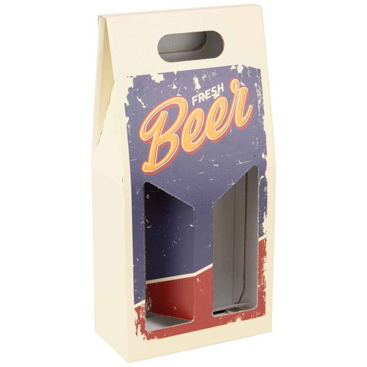 Beige Rectangular Cardboard Bottle Holder 18x9x38cm for wholesale by Deffrennes