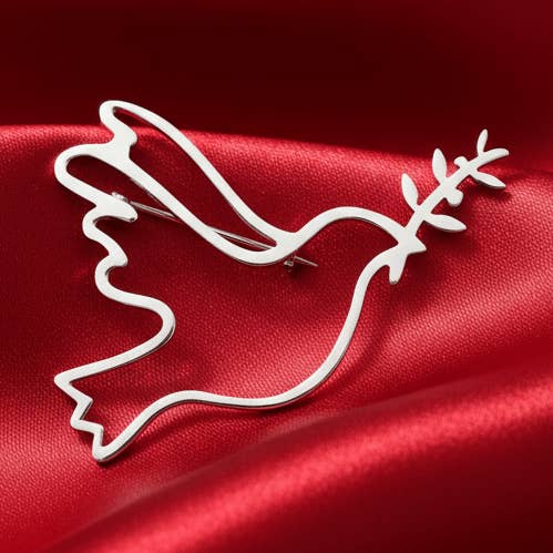 🕊️ Paloma de Paz (Peace Dove) Sterling Silver Pin for wholesale by Recetas PSD, LLC