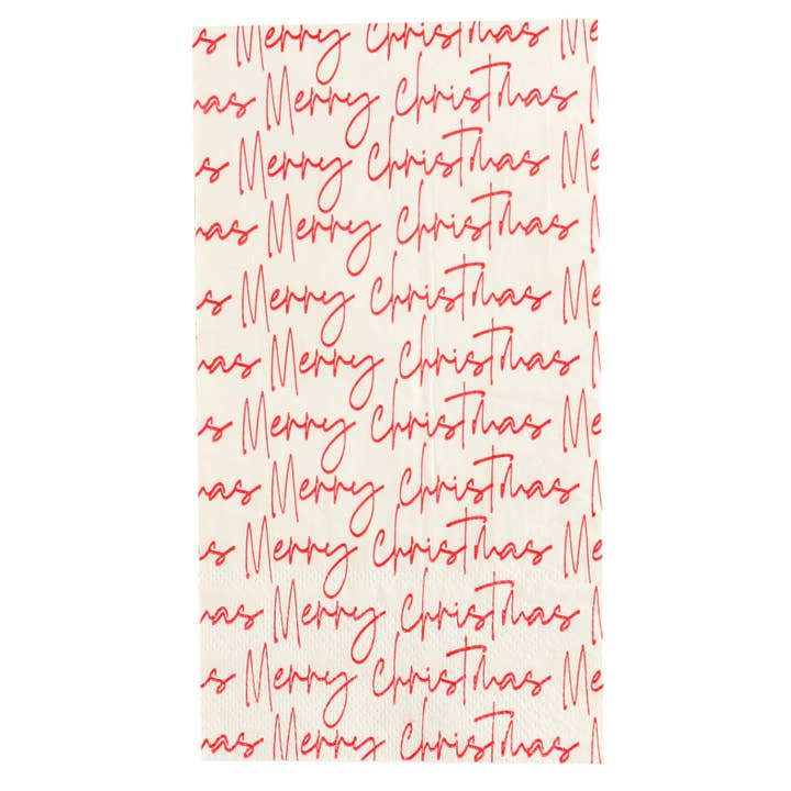 LUX FRAGRANCES - Wholesale Disposable Napkin - $4.00 min 12 MERRY CHRISTMAS SCRIPT GUEST TOWEL..16 pcs per pkg