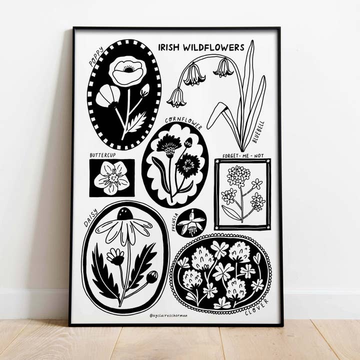 Irländska vilda blommor konsttryck för wholesale av By Claire Schorman