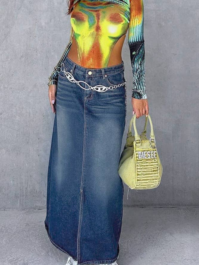 Blue Wide Leg Denim Dress Skirt XXL023 for wholesale by UNISHE