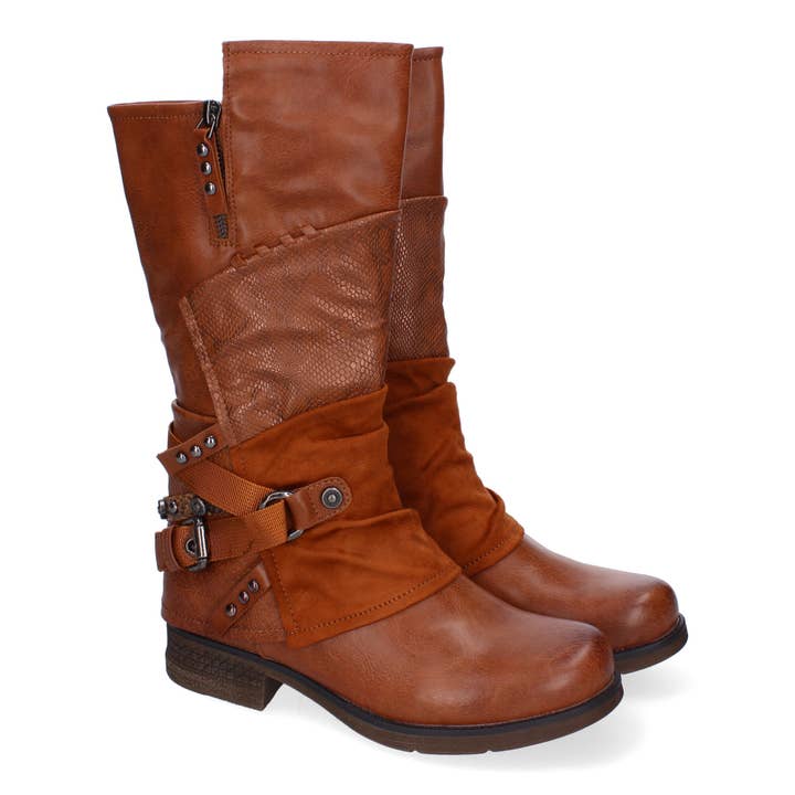 Stivali Eleganti da Donna con Fibbia, Cinghie Decorative e Cerniera Laterale per la vendita all'ingrosso da parte di Brideluxe Mayorista