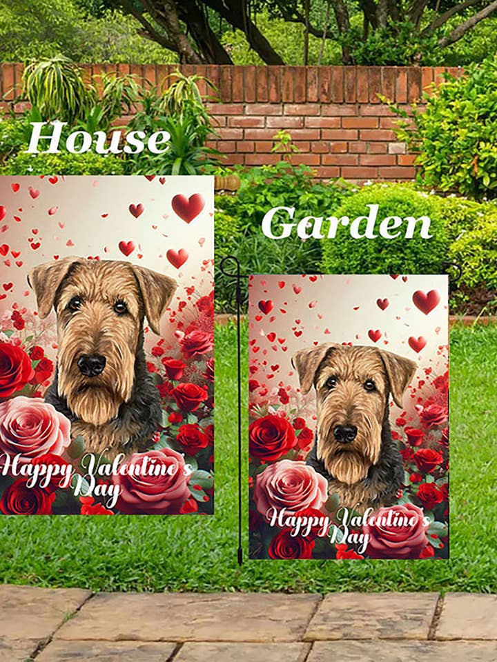 Airedale - Valentinstag Hausflagge für den Großhandel von Best of Breed Products