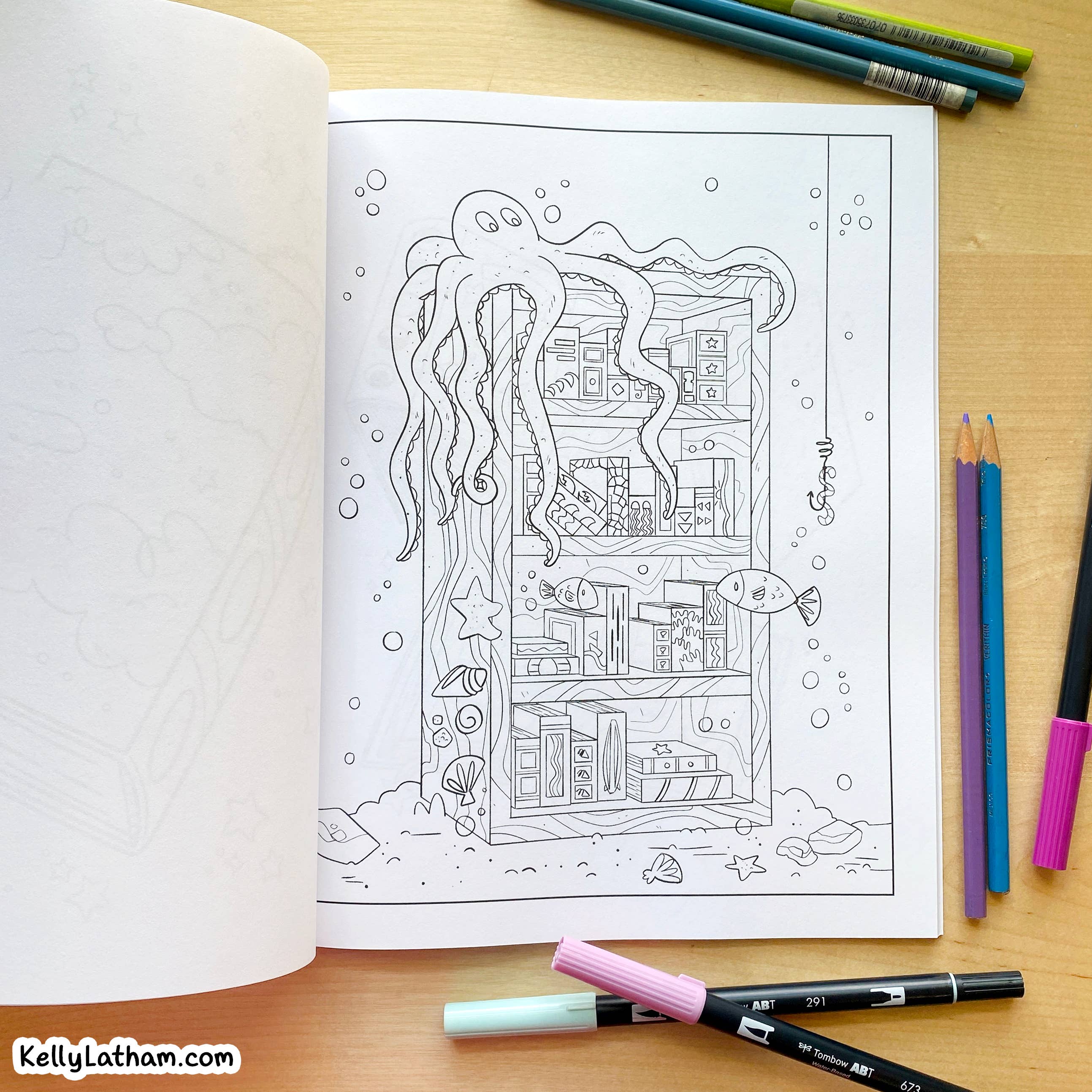 Kelly Latham Art - Wholesale Coloring & Activity Book - Adult - Bookish Daydreams - Book Lover Coloring Book Bookstore Gift3