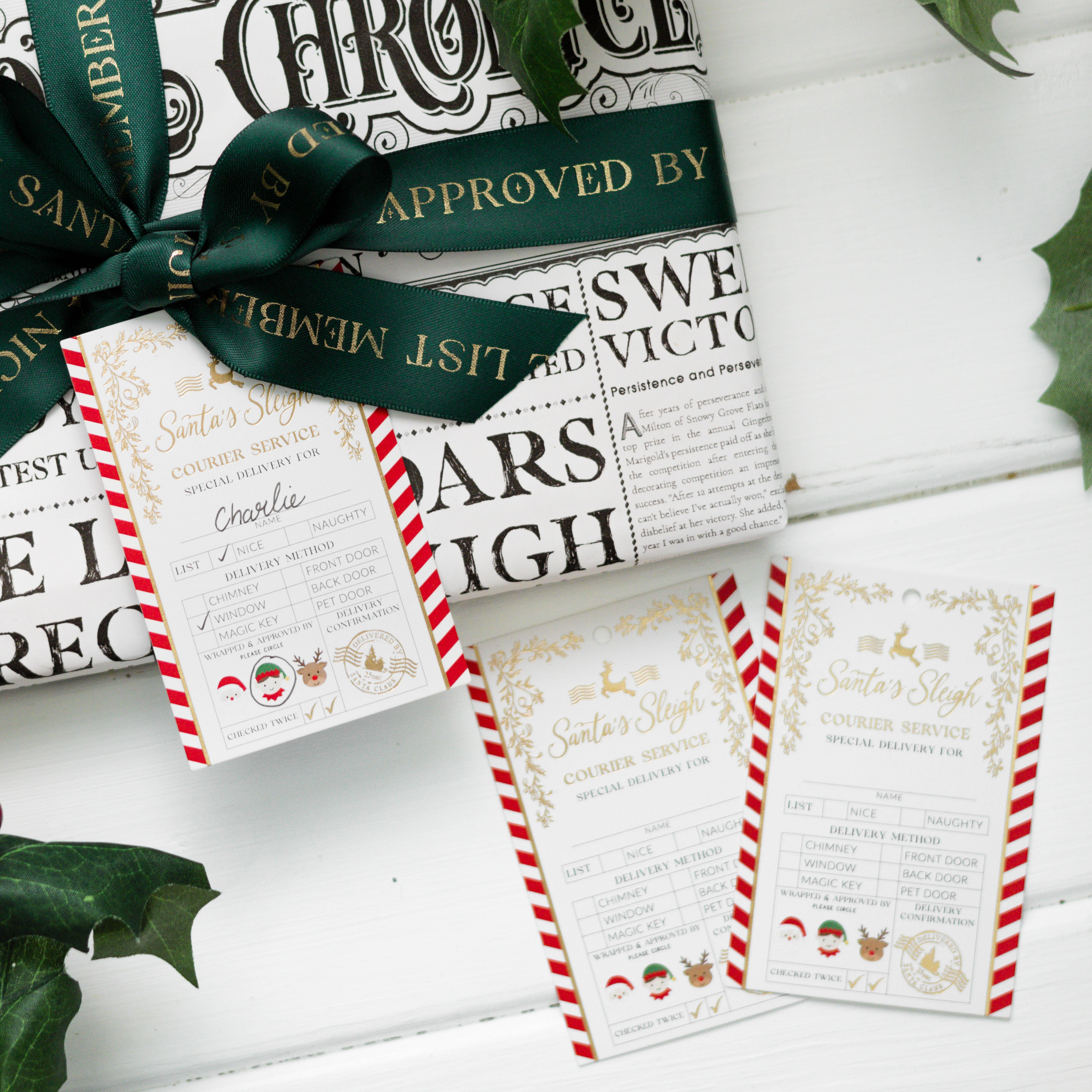 Black Bow Studio - Wholesale Gift Tag - Santa's Sleigh Express Christmas Gift Tags - Set of 64