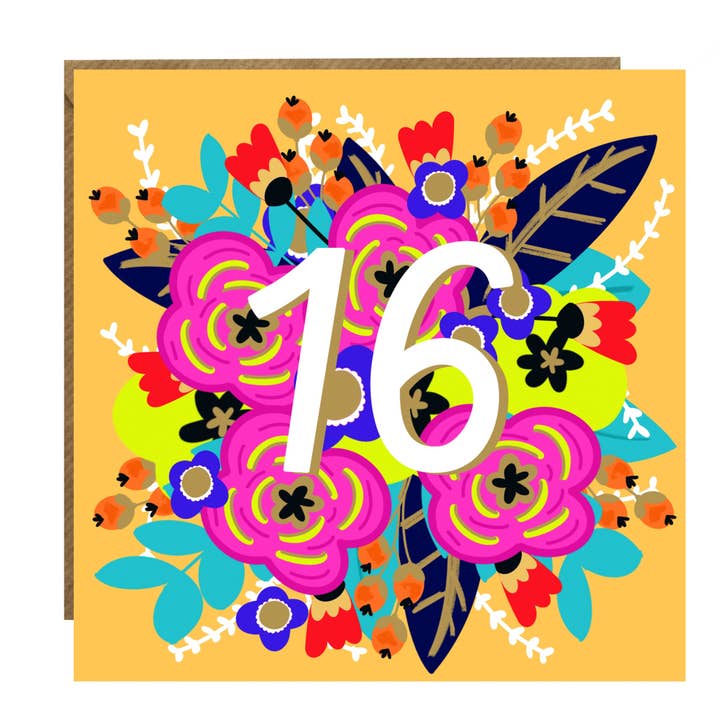 16-års fødselsdagsblomsterkort for engroshandel hos Lottie Simpson