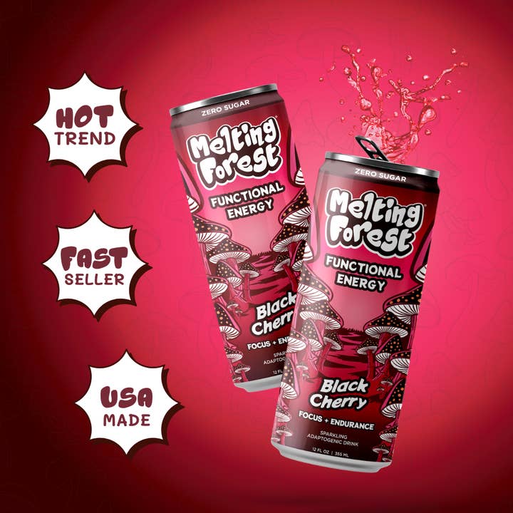 Mushroom Energy Drink | Black Cherry | Adaptogen for wholesale by Melting Forest