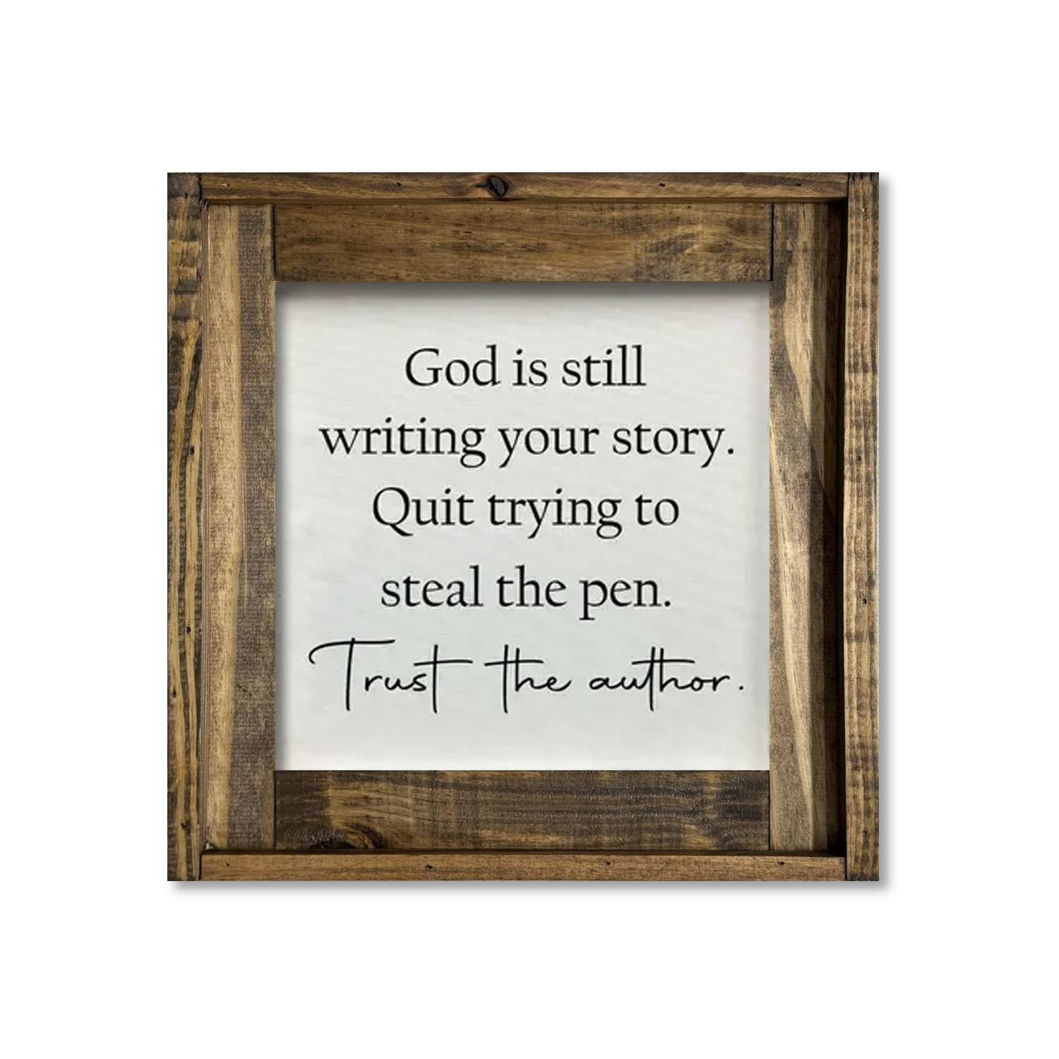 Jarmz Designs - Wholesale Bord/bordje - INGELIJST CANVAS GOD SCHRIJFT NOG STEEDS2