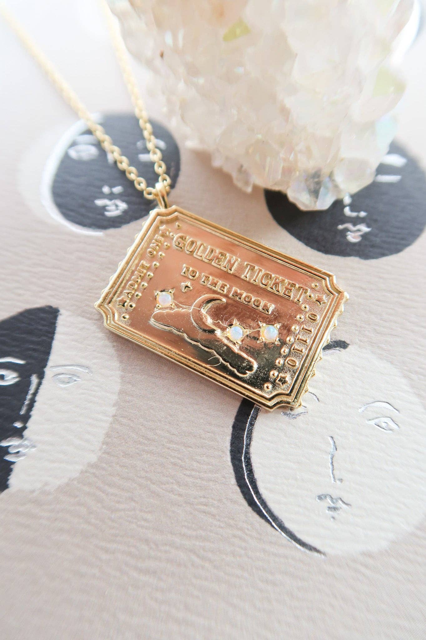 Bittersweet - Wholesale Pendant/Charm Necklace - Golden Ticket to the Moon Necklace6