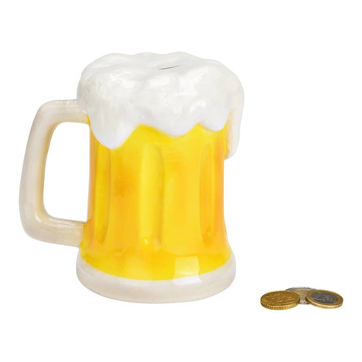 Wurm - Vendita all'ingrosso Salvadanai - Salvadanaio boccale di birra in ceramica giallo (L/A/P) 14x14x11cm