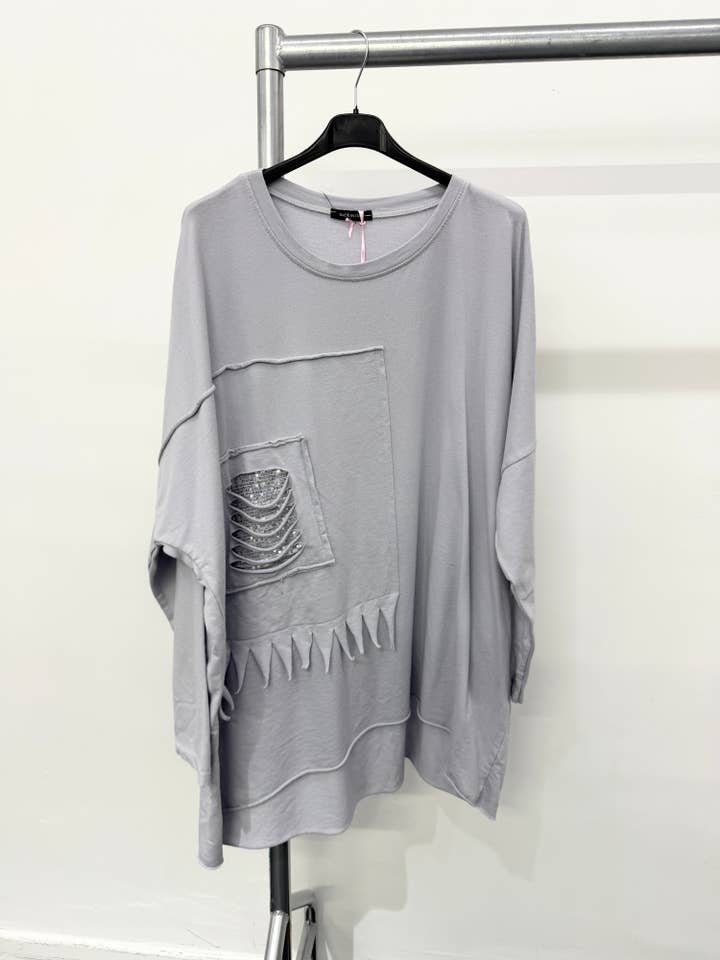 Lucy Sparks - Wholesale Tunic - Women's - Pure stretchy cotton plus size raw edged top with distressed7