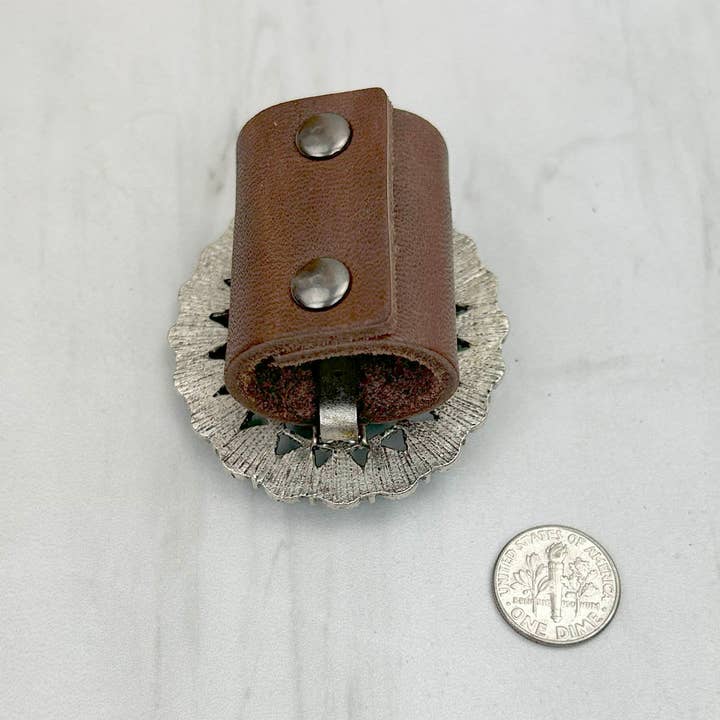 Western Elite Jewelry - Wholesale Pendant/charm necklace - WRS240615-31 Silver metal with blue turquoise stone wild rag slide2