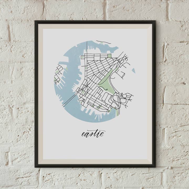 Eastie, Boston Map Print for wholesale by Sophie Kaplan