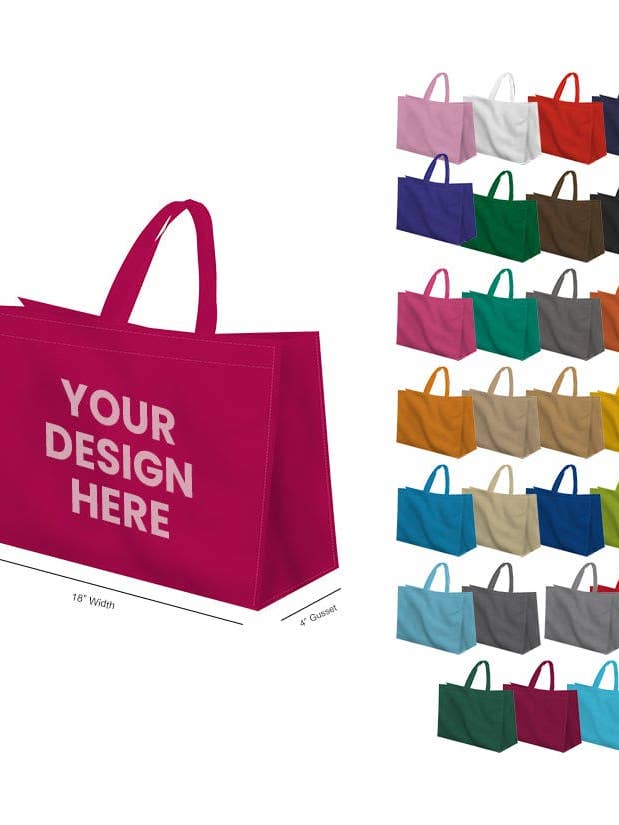 Reusable Heavy-Duty Non-Woven Tote Bag - 18x14x4 | Custom Printed Power Tote Bags for wholesale by Non Woven Totes