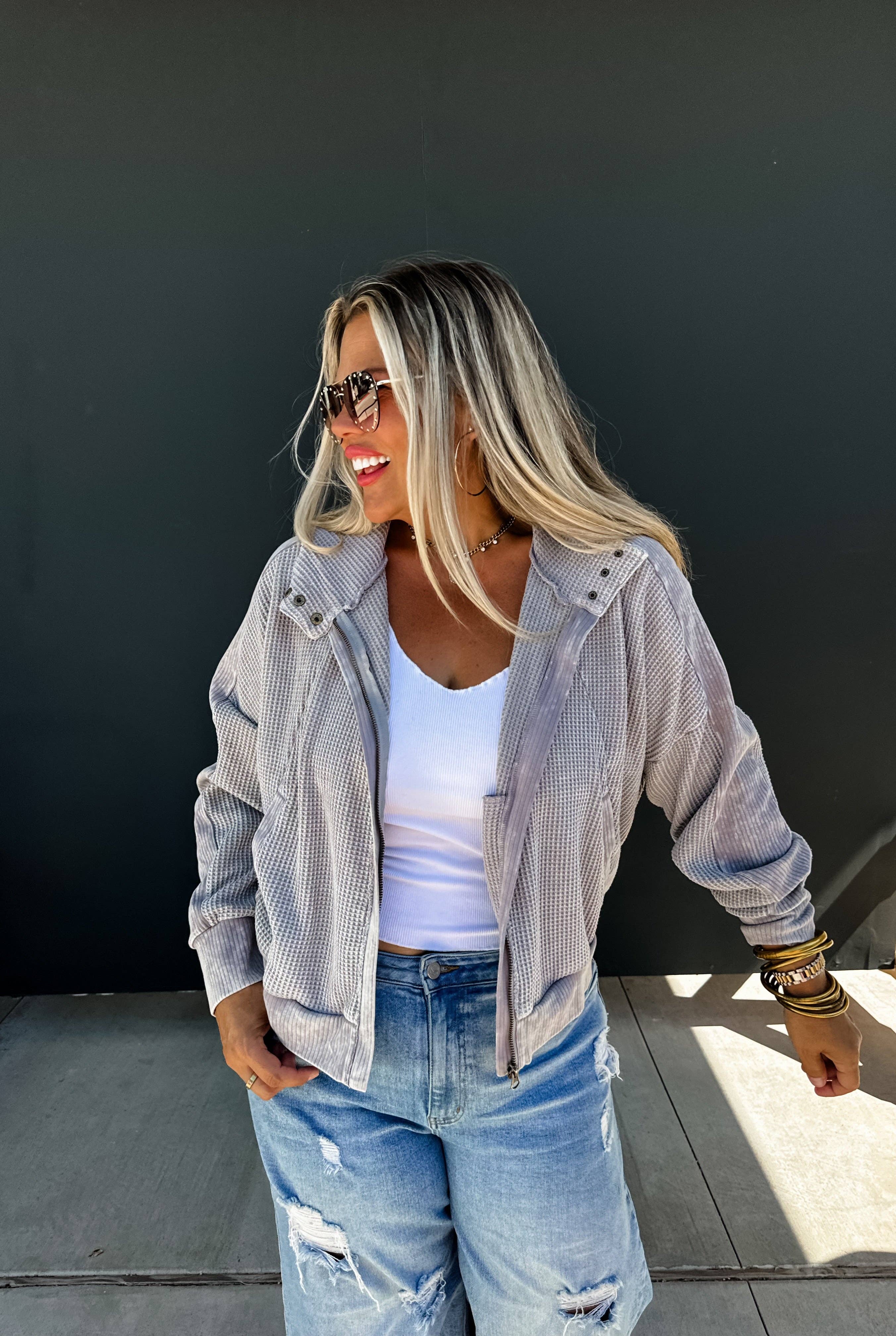 BLAKELEY - Wholesale Hoodie - Women's - MAISIE MINERAL WASH HOODIE JACKET4