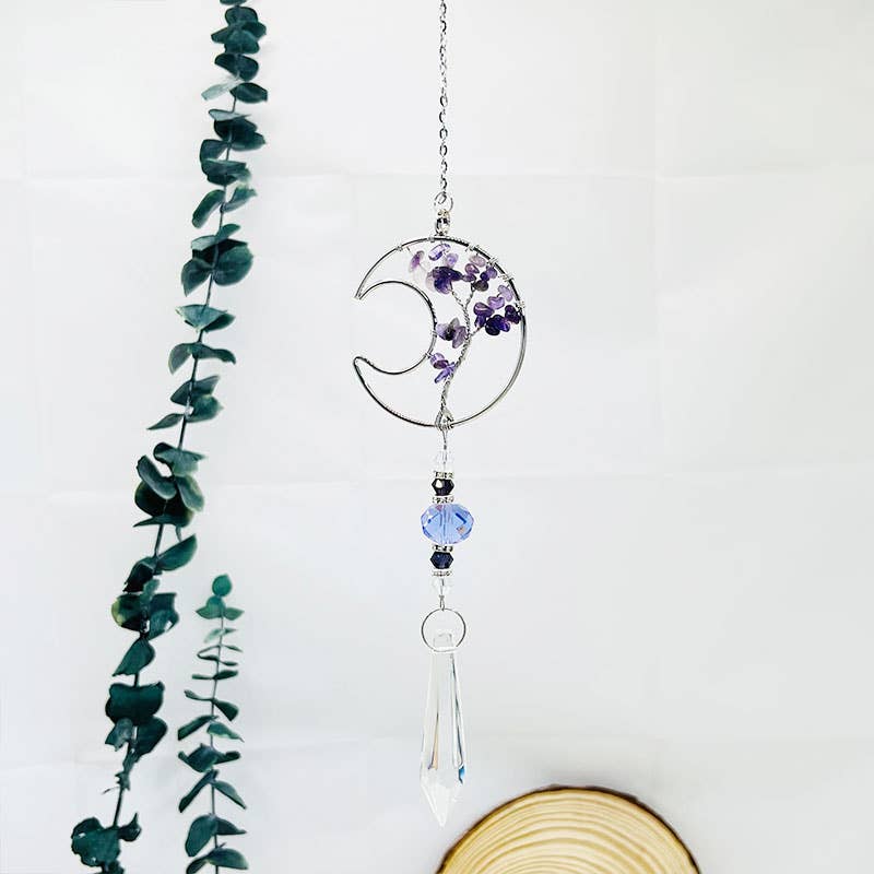 GemMeet - Wholesale Suncatcher - Amethyst Tree Of Life Sun Catcher Wind Chime 8