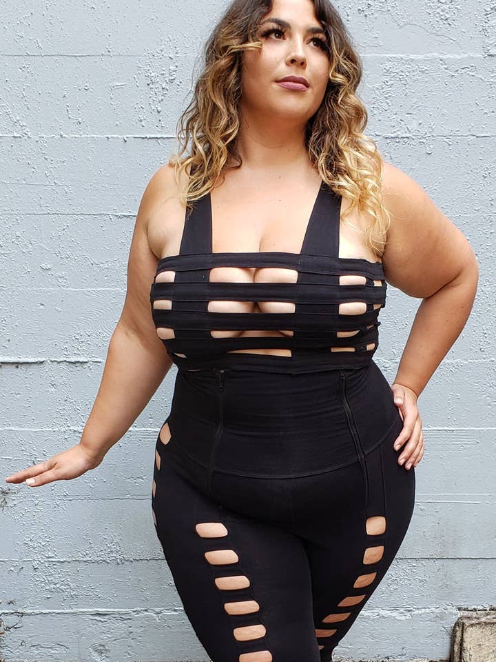 Nero Reggiseno a Gabbia Deluxe Five and Diamond - cotone in vendita all'ingrosso su Faire4