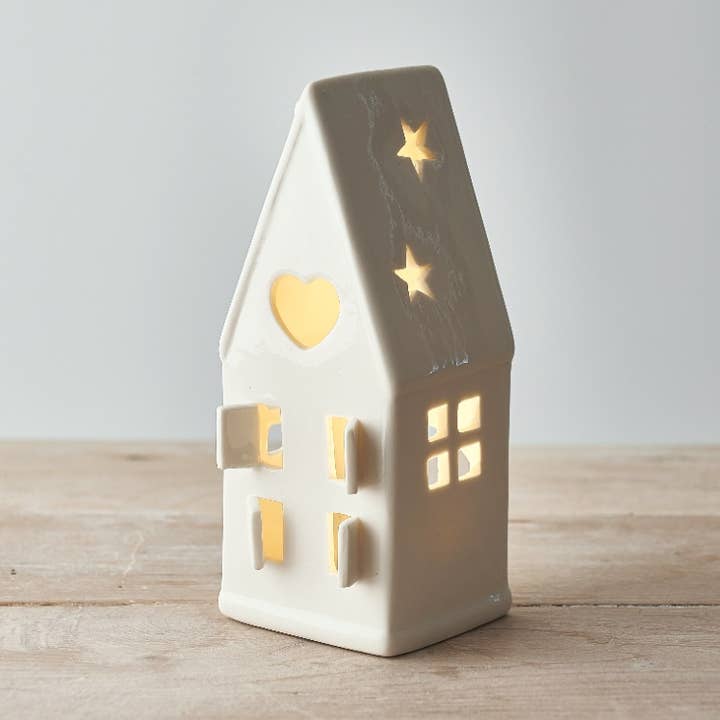 Soporte para linternas en forma de T de Dainty White House, 16,5 cm para venta al por mayor de Gainsborough Giftware x Portland Living