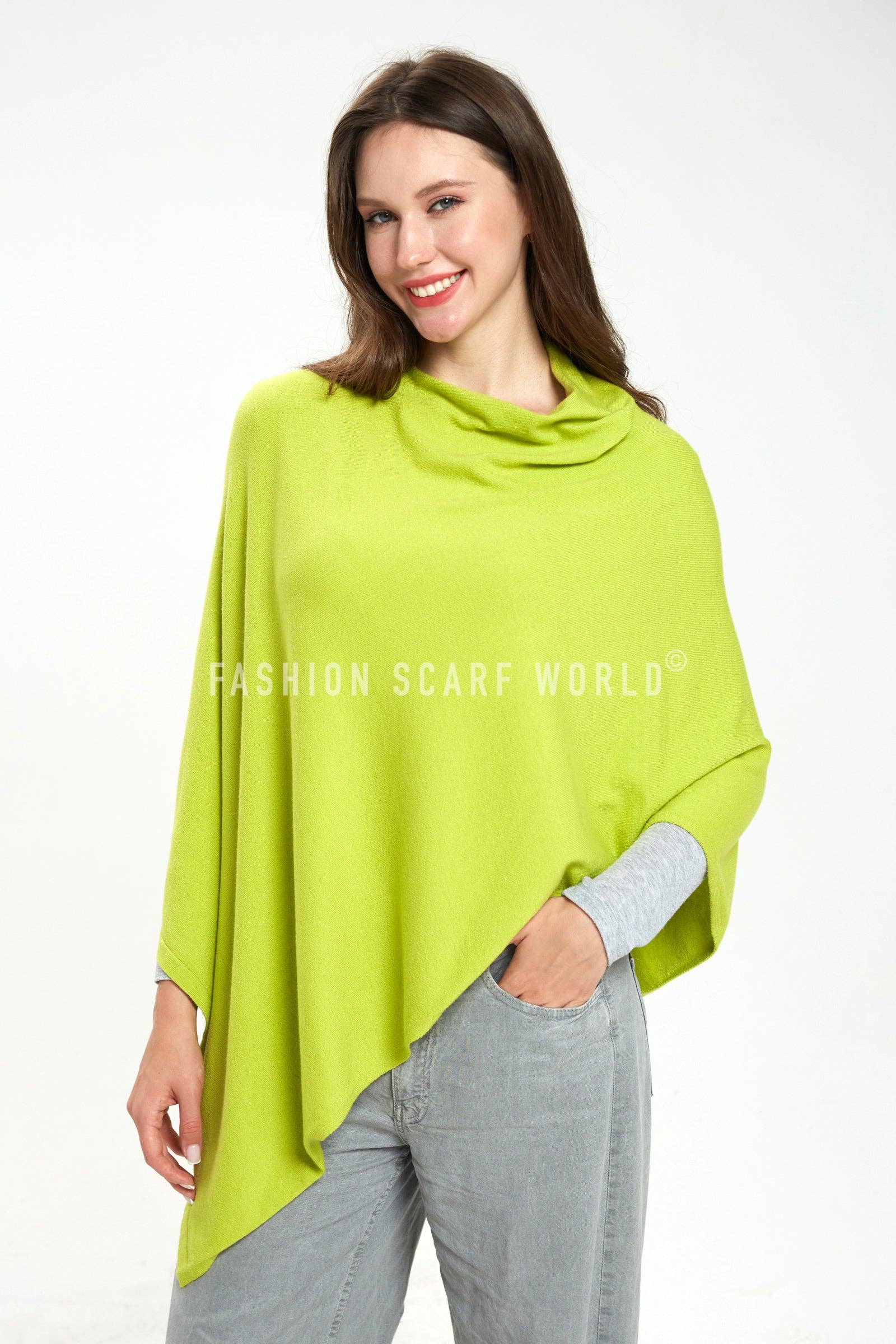 Fashion Scarf World - Vente Poncho – femme - Poncho uni en laine confortable16