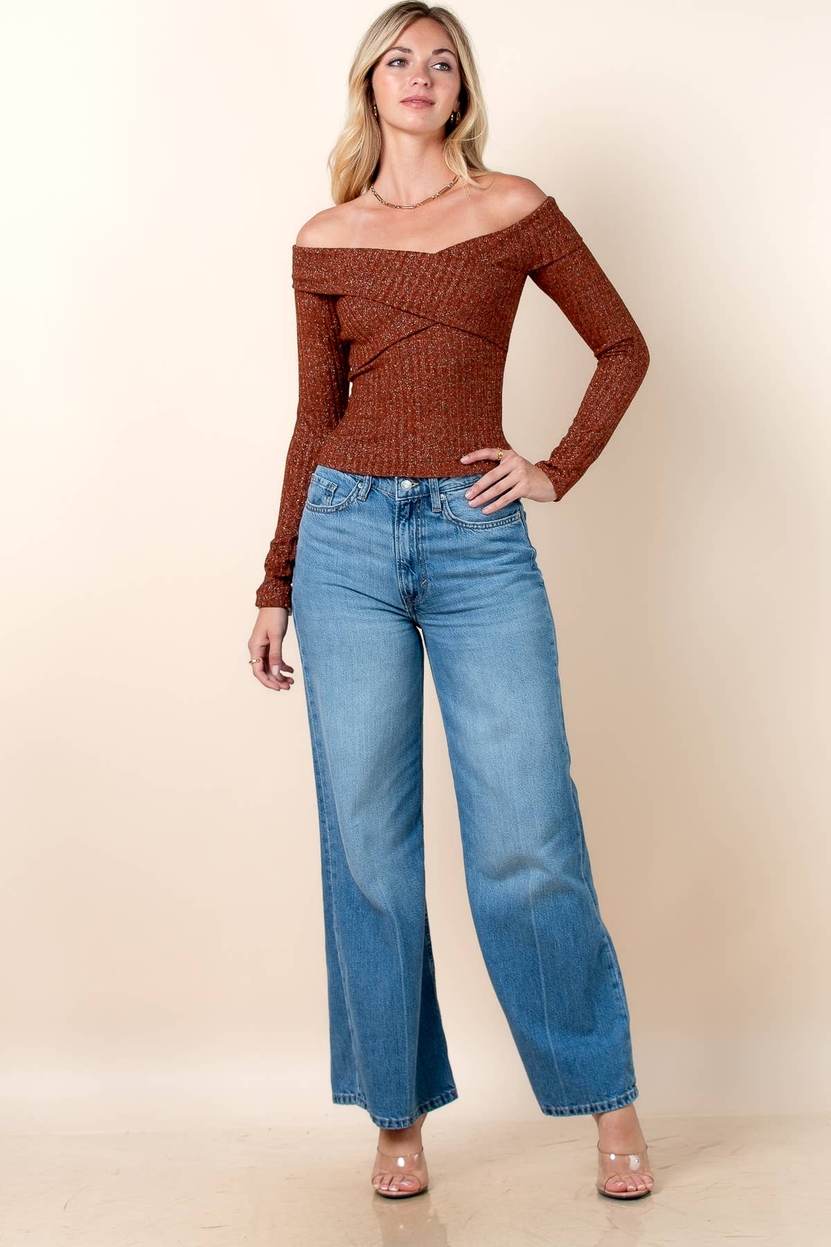 Nylon Apparel - Wholesale Knit Top - Women's - T680-SD-Debora Off Shoulder Knit Top9