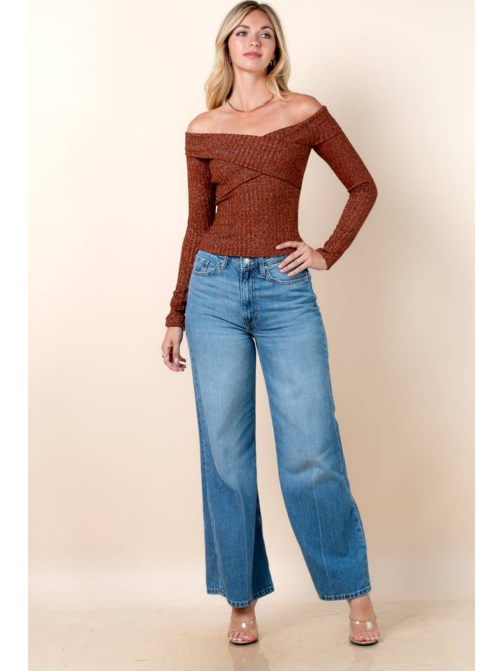 Nylon Apparel - Wholesale Knit Top - Women's - T680-SD-Debora Off Shoulder Knit Top9