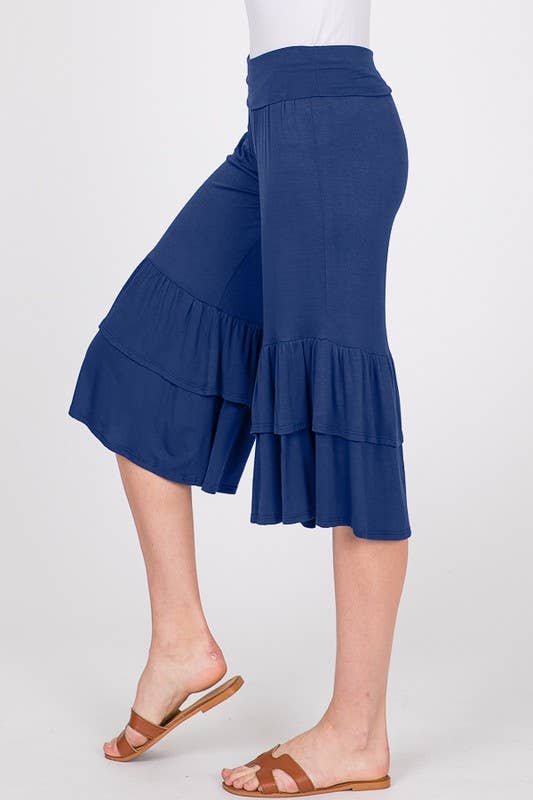 HEIMISH – Calças - Mulher por atacado – CALÇA CORTADA SÓLIDA SP1020S COM BABADOS4