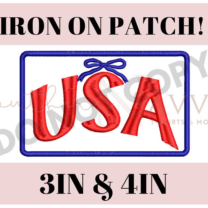 USA Bow 4th of July Independence Day 4in Iron On Patch Trucker Hat Patch for wholesale by Southern N Savvy