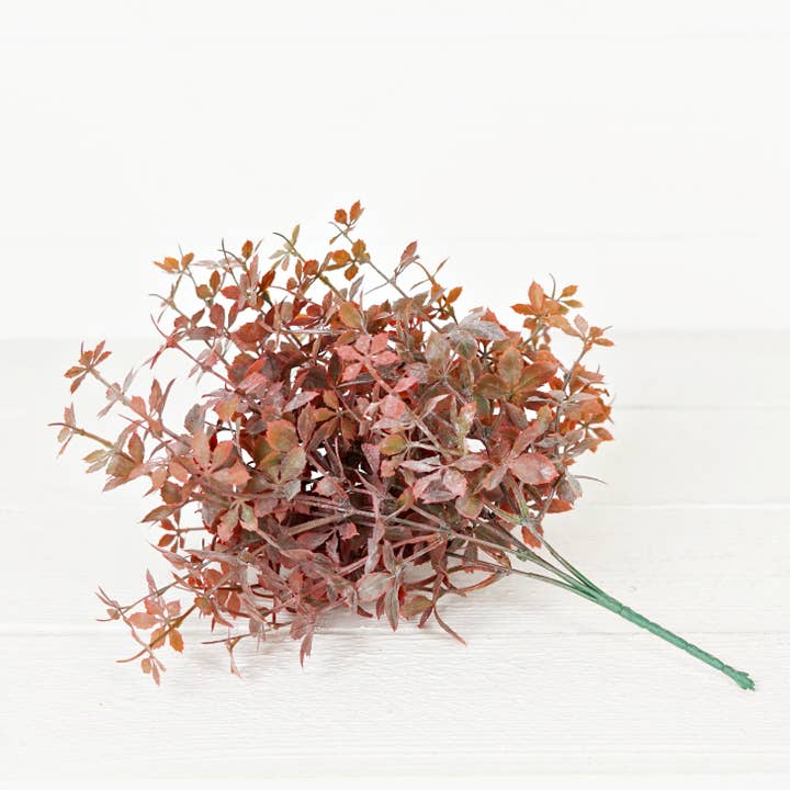 Impressive Enterprises, Inc. - Wholesale Artificial Plant - 530076- 16in Plastic Sweetgum Leaves Bush-Flocked Burgundy g1