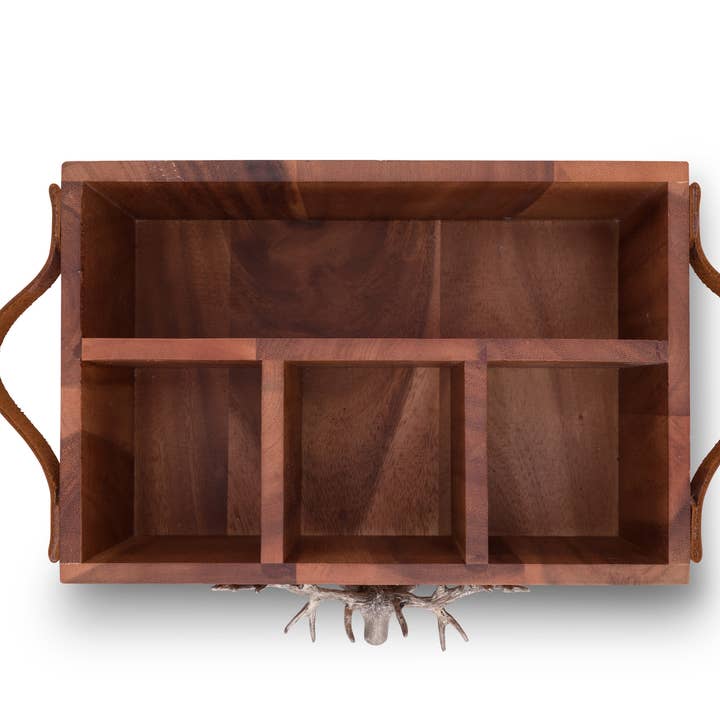 Vagabond House - Wholesale Flatware Caddy - Elk Head Handles Wood Flatware Caddy3