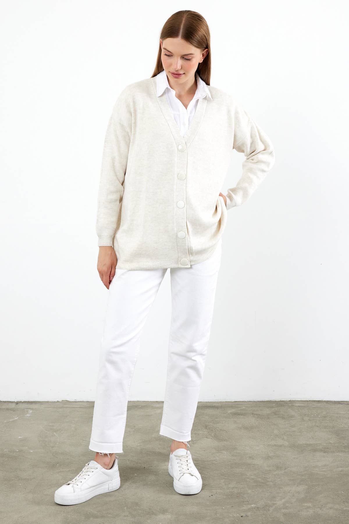 VAV NEW YORK - Wholesale Cardigan - Women's - Women's Solid Color Mid-Length Knit Cardigan Oversized Solid9