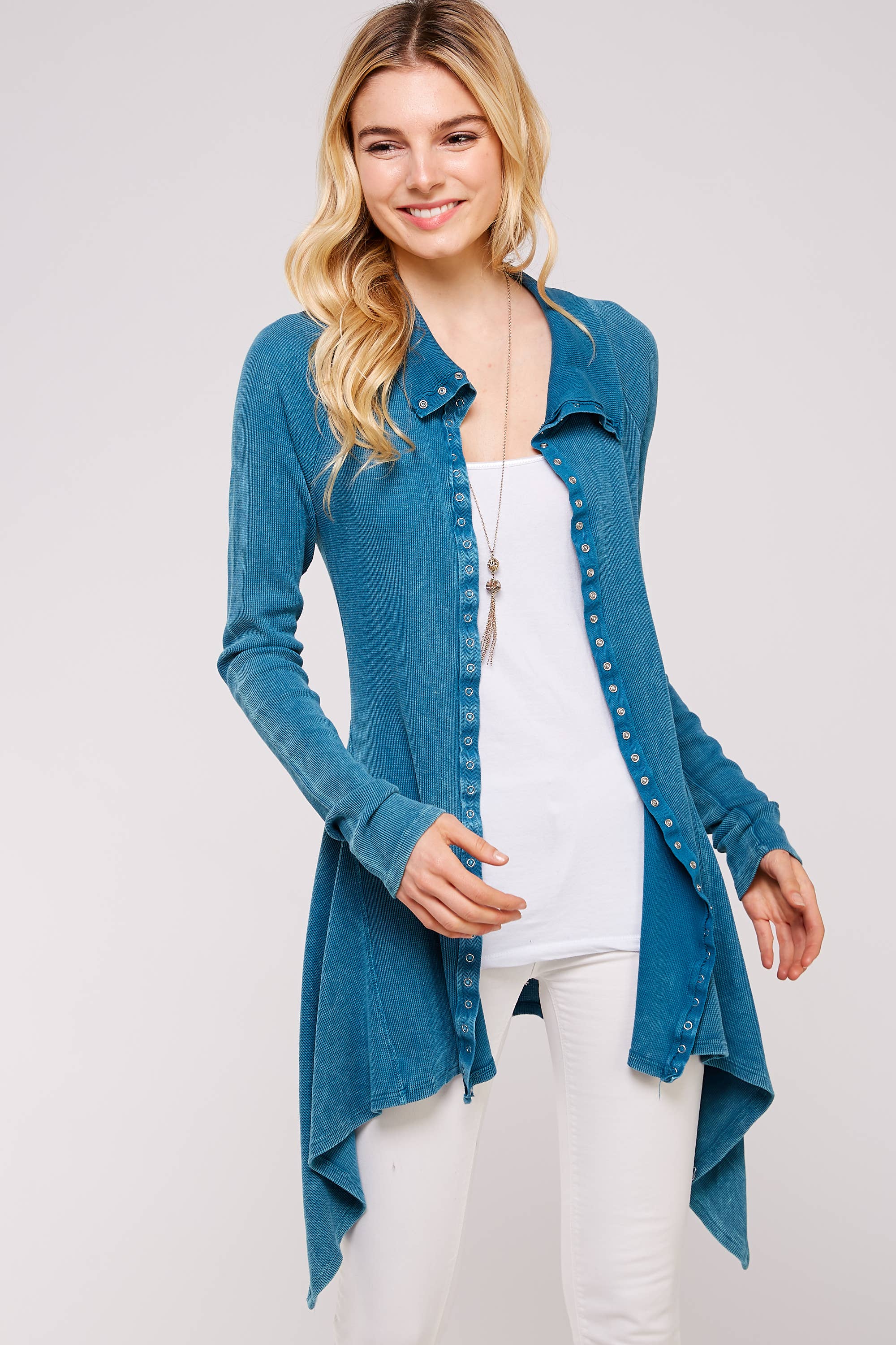 Urban X Apparel – Blusão - Mulher por atacado – Jaqueta térmica de botão lavado Urban X L/S com gola63