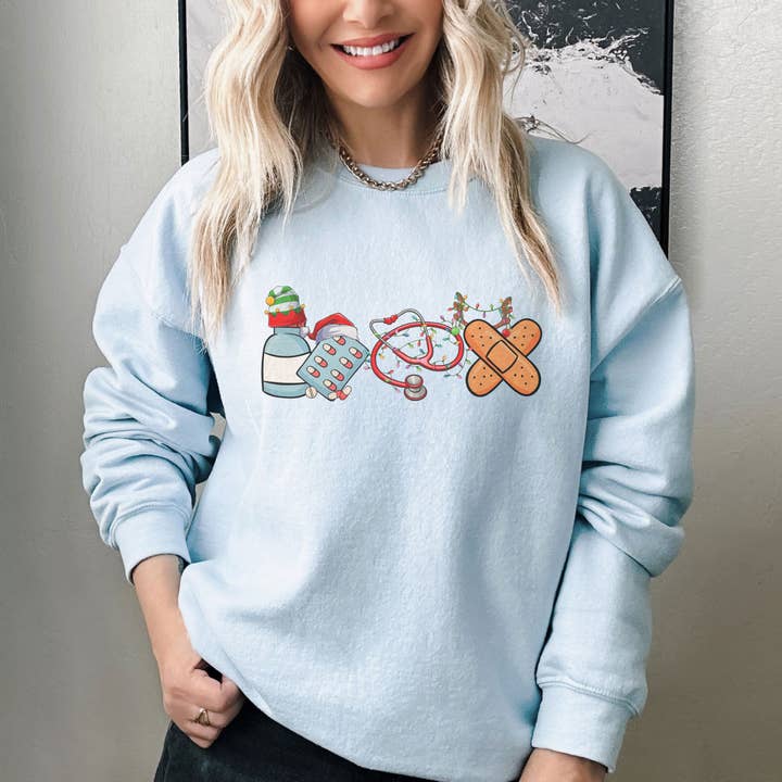 NVC Ecommerce LLC - Wholesale Graphic Sweatshirt - Women's - Pharmacist Christmas Sweatshirt, Christmas Nurse Crewneck3