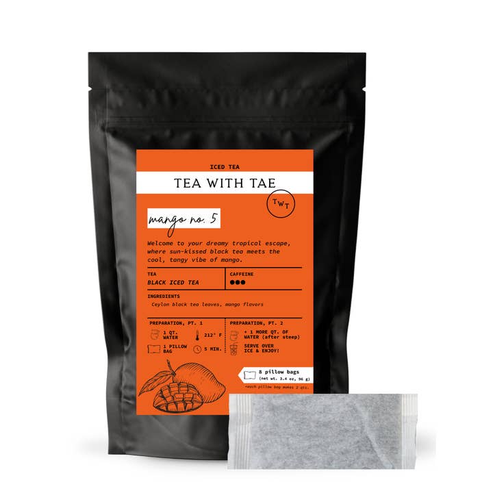 Thé noir glacé Mango No. 5 (8 sachets prêts à infuser) pour la vente par Tea with Tae