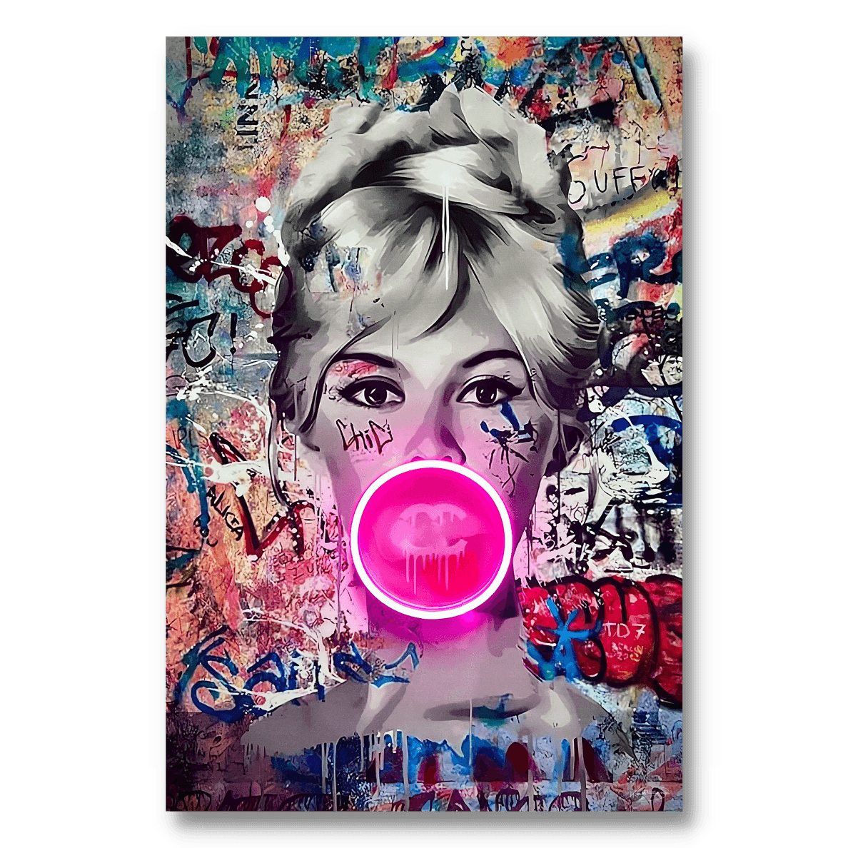Lilla Brigitte Bardot Bubble V.1 | LED vægkunst for engroshandel på Faire0