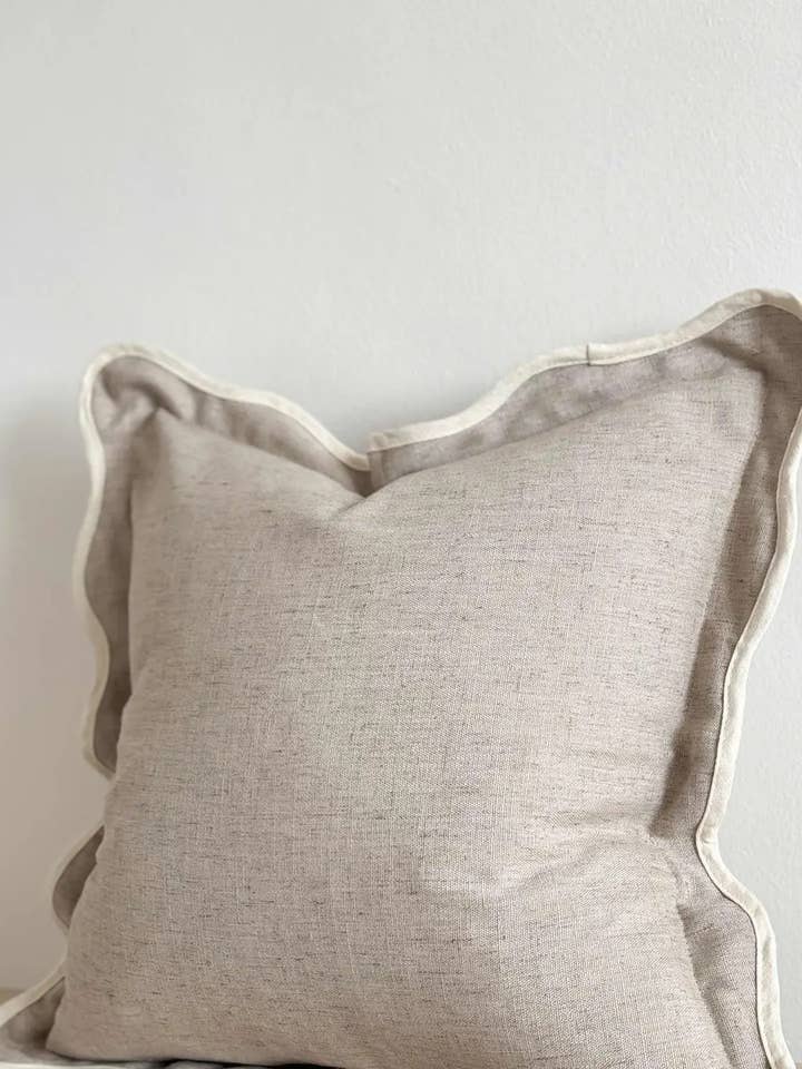 Chloe Greige Scalloped Edge Cushion Cover 65x65 for wholesale by Ellenvale Trade