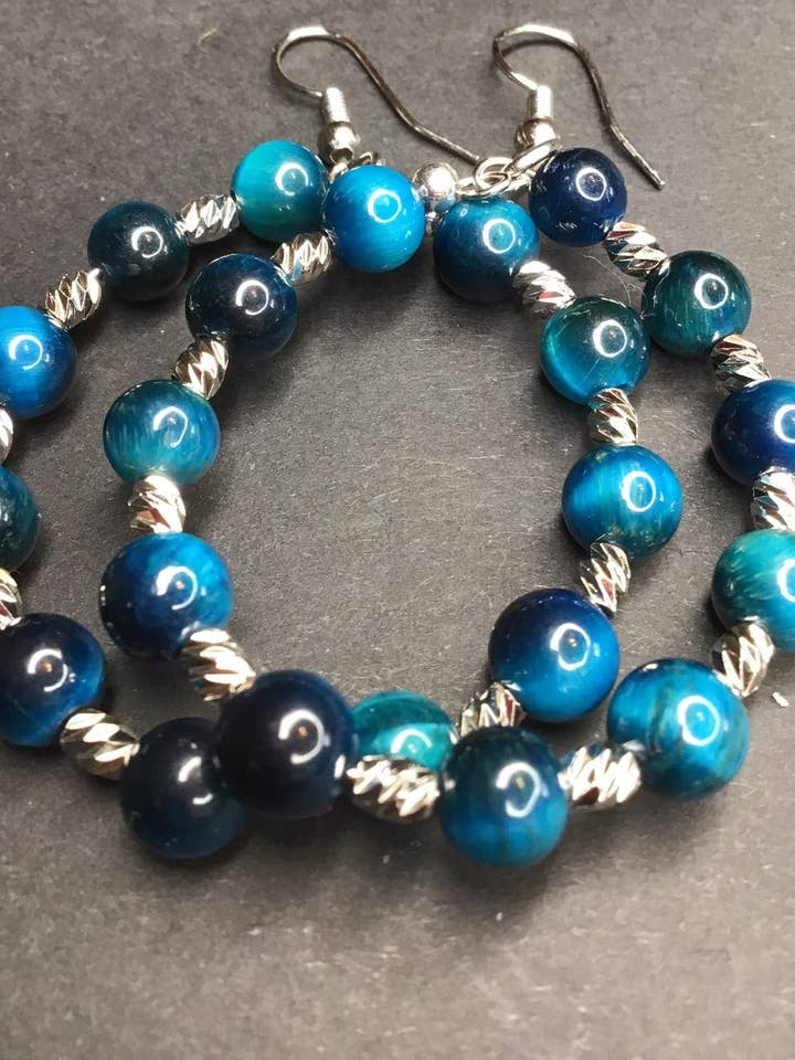 Peacock Blue Tiger Eye Groothandel voor wholesale door Shaes` Earring Palace