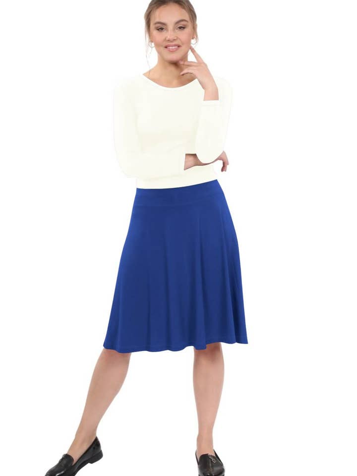 Kosher Casual - Wholesale Skirt - Women's - Knee Length Skater Skirt with Full A-line Cut for Women