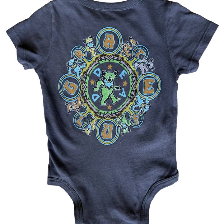 Grateful Dead Kaleidoscope Bears Onesie - Black for wholesale by Rowdy Sprout