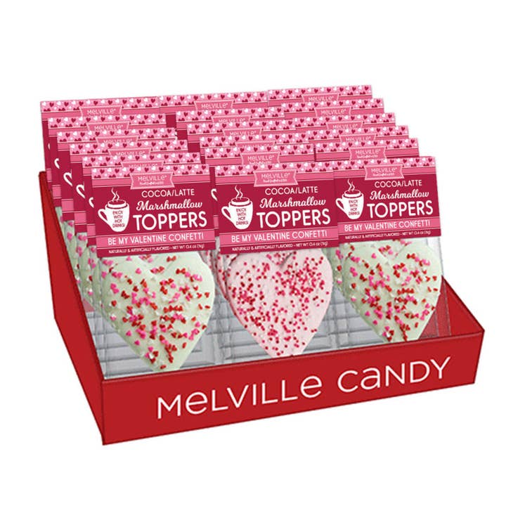 Valentine Heart Marshmallow Toppers - Assorted for wholesale by Melville Candy Company