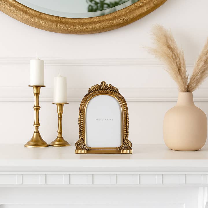 Resin Baroque Ornate Arch Photo Frame - Gold, 6x8 in. for wholesale by Sagebrook Home