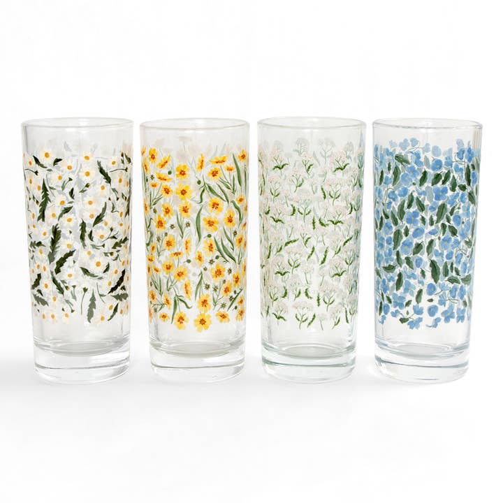 1canoe2 | One Canoe Two Paper Co. - Wholesale Drinking Glass/Cup - Roadside Blooms Tall Juice Glass Set5