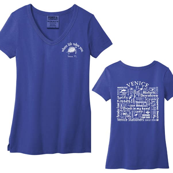 Venice Stationers Custom DES - Lavage de plage avec col en V pour femmes pour la vente par The Buffalo Works