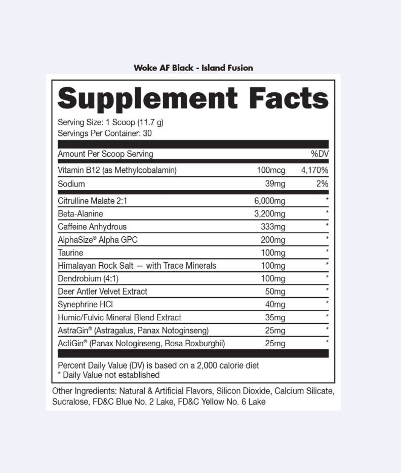 Bucked Up - Wholesale Oral Supplement/Vitamin - Woke AF Black Pre-Workout [30 Serv]1