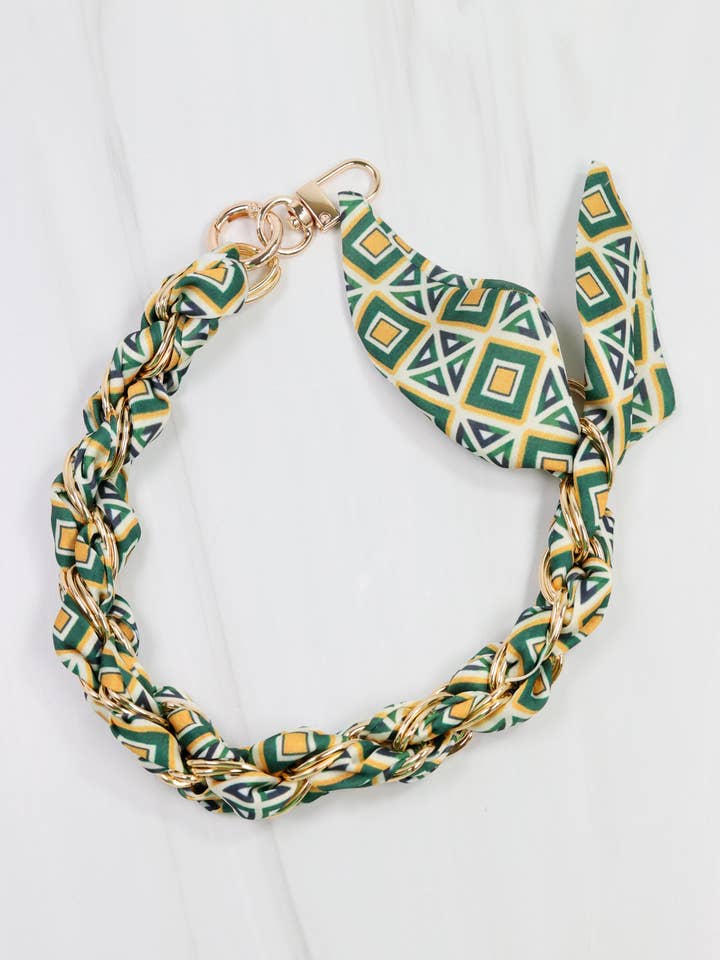 Serafina Scarf Purse Chain Green Gold for wholesale by Caroline Hill